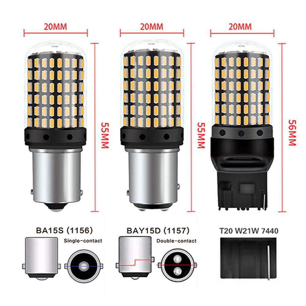 2 Pcs Led Flashing Light for Car Canbus Py21w 5W P21w Bau15s 1156 BA15S T20 W21/5W 3157 1157 Bulb 144smd Signal Lamp Assembly