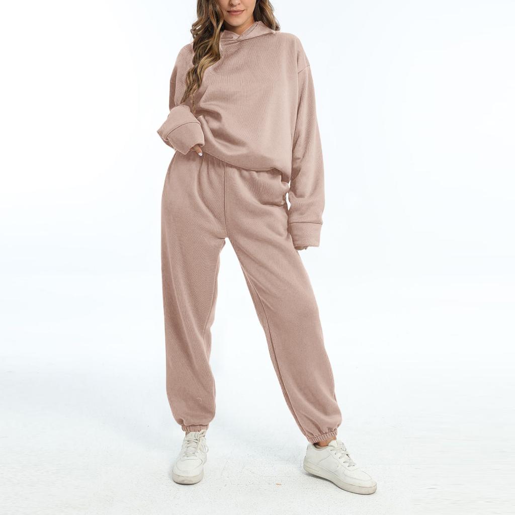 Женские комплекты из двух предметов, толстовки с длинными рукавами, пуловер, толстовка, спортивные штаны, повседневный спортивный костюм для тренировок