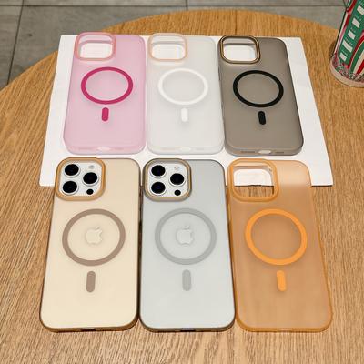 Мягкая песочная кожа магнитное притяжение подходит для iPhone16 полупрозрачный чехол для мобильного телефона Apple 14promax защитный чехол 13pro