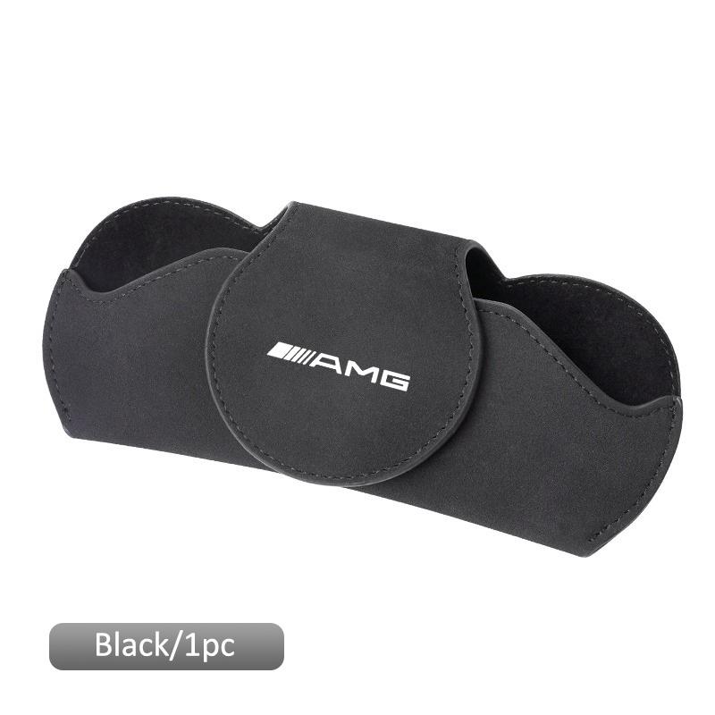 Leather Auto Sun Visor Glasses Box Car Badge Sunglasses Clips For Mercedes Benz B/C/E/S Class A Class C200L GLC GLK CLA GLA BV4