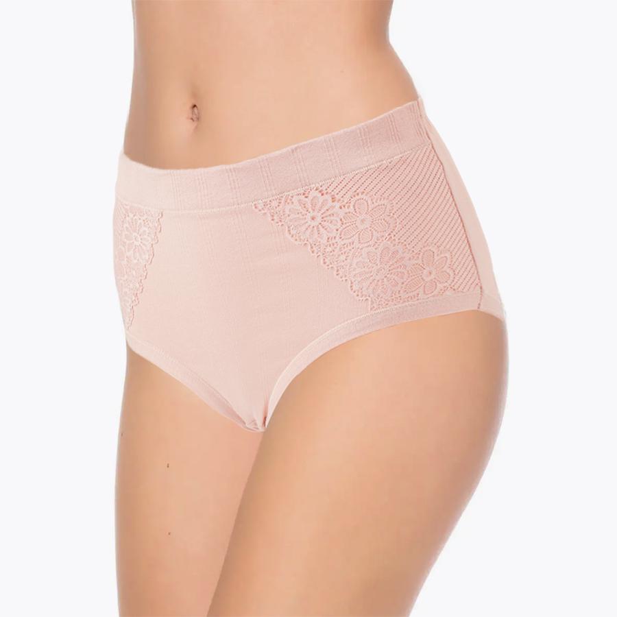 XL-5XL Women's High Waist Cotton Underwear Soft Brief Panties Full Coverage Women's Double-sided Lace Jacquard Underwear Underpants Briefs