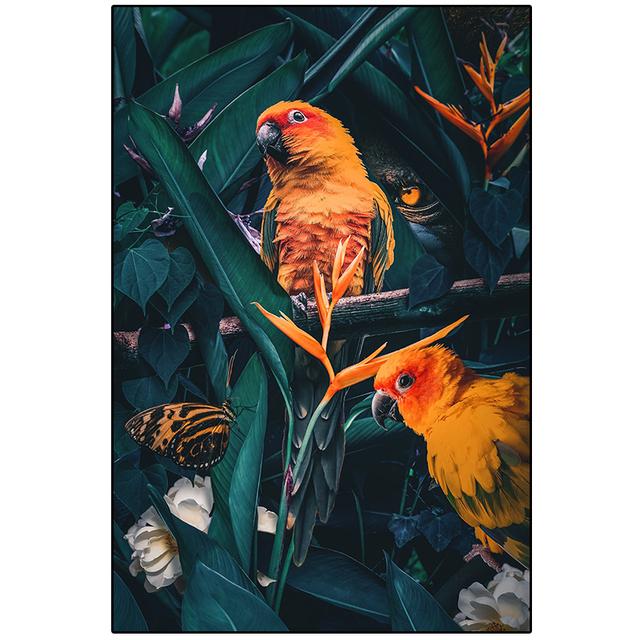 Colorful Beautiful Parrot Bird Graffiti Art Canvas Painting Wall Picture Animals Posters and Prints Living Room Home Decoration No Frame