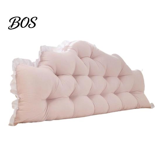 Reading Cushion for Window Seat Headboard with Ruffle Trim, Dorm Pillow, Crown Shape, Bed Decorative Backrest Wedge Support Pillow College Bedroom