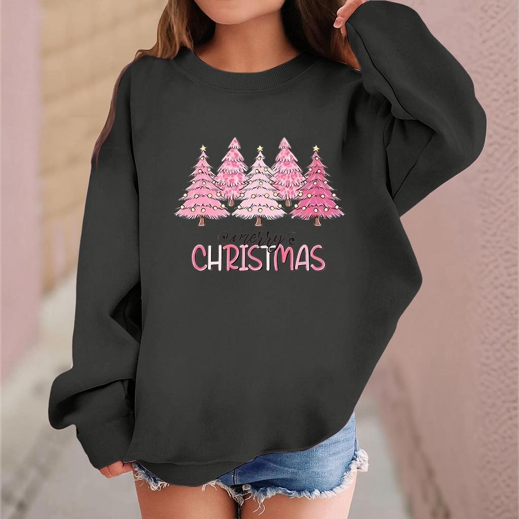 Детский модный повседневный пуловер с длинными рукавами и свободного кроя с рождественским принтом