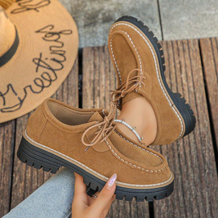 Женские лоферы широкой полноты в британском стиле, оксфорды на шнуровке с круглым носком, модные повседневные балетки для женщин