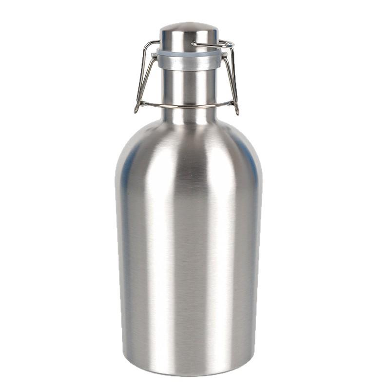 Large 304 Stainless Steel Sports Water Bottle, 64oz/2L Beer & Wine Flask