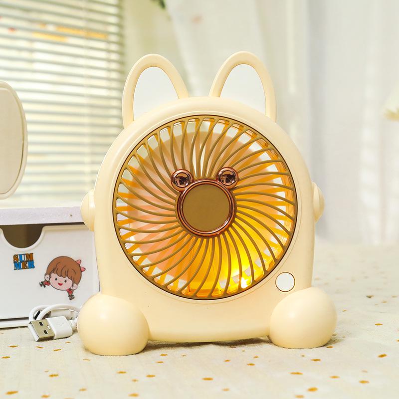USB Rechargeable Puppy-Themed Fan, 3-Speed Adjustable, Ideal for Desktop and Bedside Use
