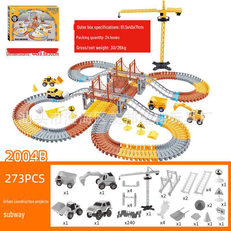 Электрическая игрушка-трековая трасса для динозавров с колесом обозрения для детей