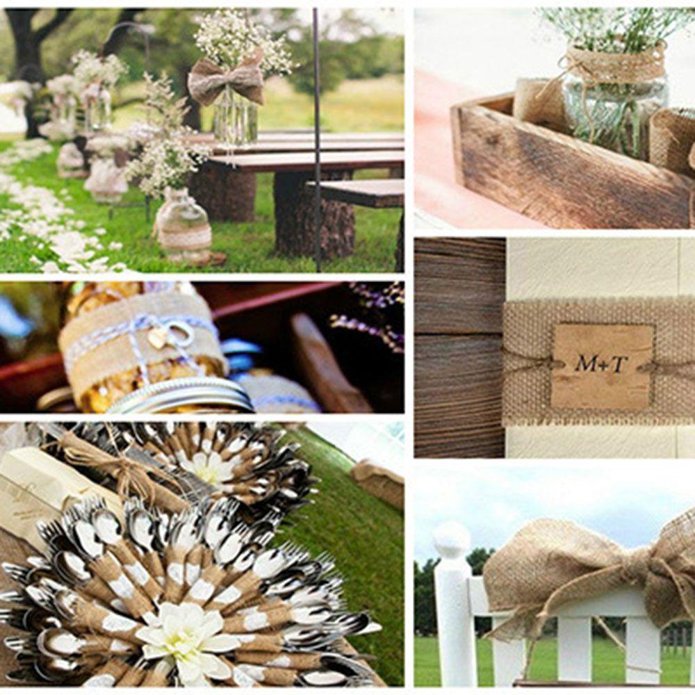 5Meters/Roll Material Party Crafts Bag Warrping Jute Burlap Ribbon Wedding Decorative Gift Packing