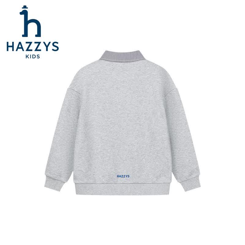 Мальчишеский свитшот HAZZYS 2026 Осень с лацканами из махровой ткани