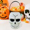 Ведро для конфет в форме черепа на Хэллоуин, держатель для сладостей в форме черепа с ручкой, пластиковая банка для сладостей, котел, принадлежности для вечеринки на Хэллоуин