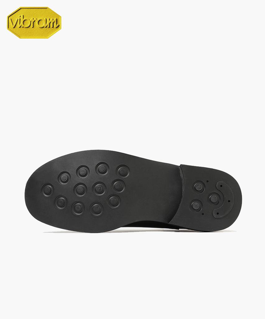 Firenze Atelier [Vibram] Flat Round Toe Standard Rubber Sole Chelsea Boots 9400 [Black Fg]