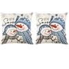 2Pcs Luxury Christmas Blue Cushion Cover Soft Snowman Pillow Shell  Pillow