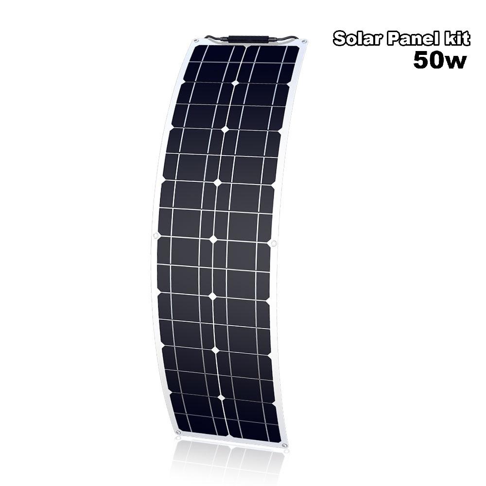 Solar Panel 50W/100W Monocrystalline Flexible Solar Panel Kit Battery Charger System