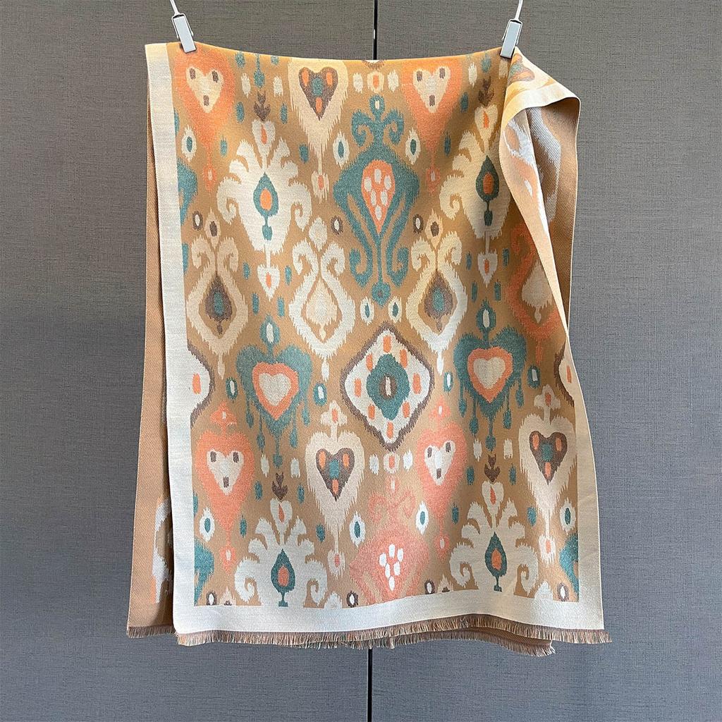 Женский осенне-зимний толстый теплый платок-шаль в стиле ретро-люкс, большой плед, буфанда, пончо, эшарп, пашмина, столы, защита от холода, хиджаб