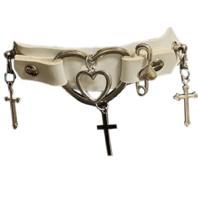 Кожаное Ожерелье Кулон Крест Ожерелье-чокер с Крестом для Женщин