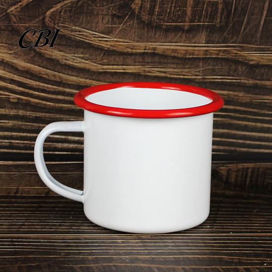 Heat Resistant Tea Mug Enamel Coffee with Handle, Retro Style Durable Water Cup, Smooth Lead Free Drinking Vessel Surface Portable for Hot And