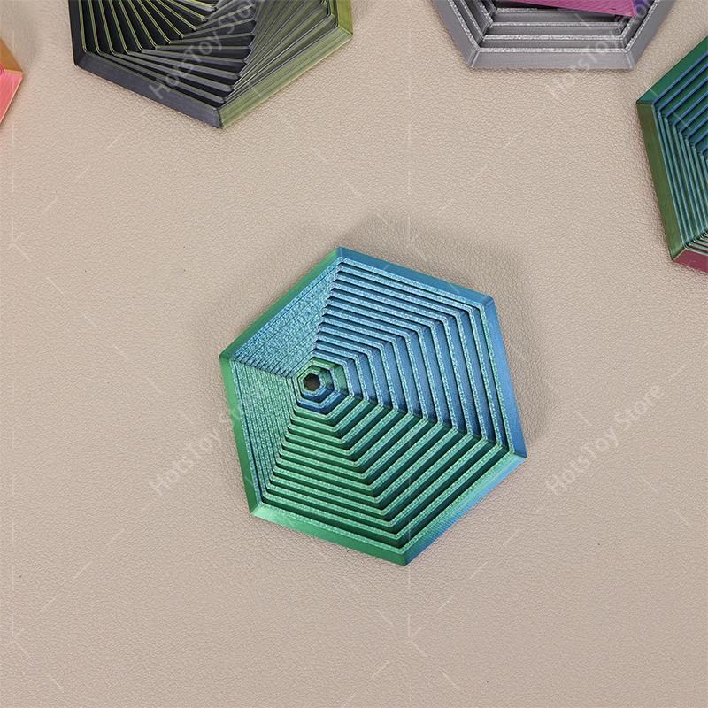 Hexagonal 3D Printed Stacking Puzzle Music Box Illusory Rotating Fidget Toy Adult Stress Relief Decoration Magic Illusion Gift