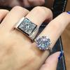Новые обручальные кольца для влюбленных для женщин/мужчин, роскошные инкрустированные большим фианитом, модные кольца для пар, ювелирные изделия серебряного цвета