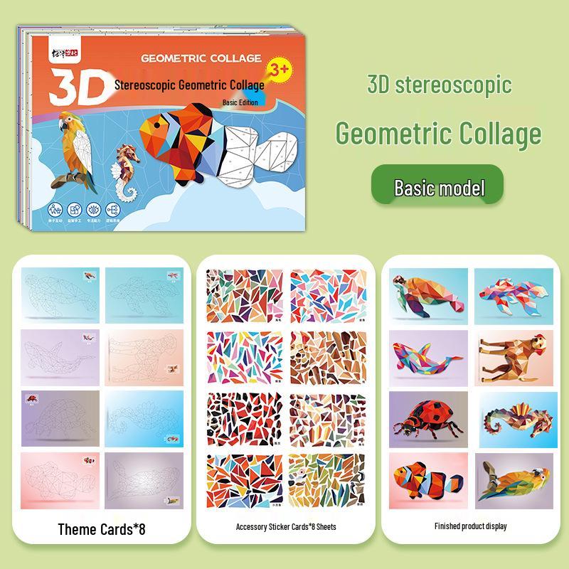 3D Geometric Collage DIY Creative Educational Stickers for Early Learning and Concentration Skills