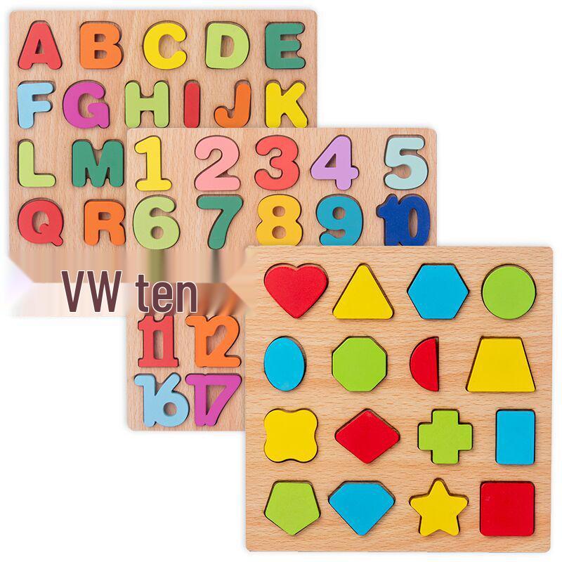 Children's 3D Number & Letter Puzzle Board - Educational Shape & Color Matching Toy