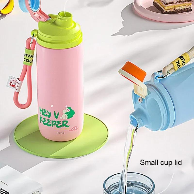 HVK Cute High-Value Thermos for Children And Students Small Cover Bowl Direct Drinking Insulated Water Bottle for Primary School