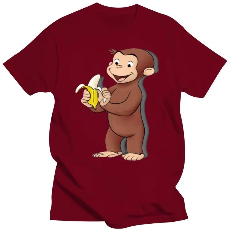 2026 Summer Unisexs Monkey Eating Banana Printed Round Neck Tshirt 100 Cotton Neutral Soft Breathable Short Sleeve Large