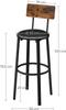 VASAGLE Set of 2 Bar Stools 39 x 39 x 100 cm with Footrest PU Cover Easy Assembly for Dining Room Kitchen Counter Bar Vintage Brown Black