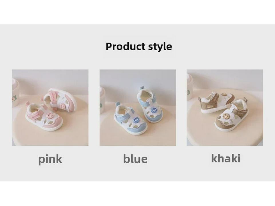 2024 Детские сандалии с мягкой подошвой: Нескользящие, закрытые, дышащие кожаные туфли для детей 1-3 лет (унисекс)