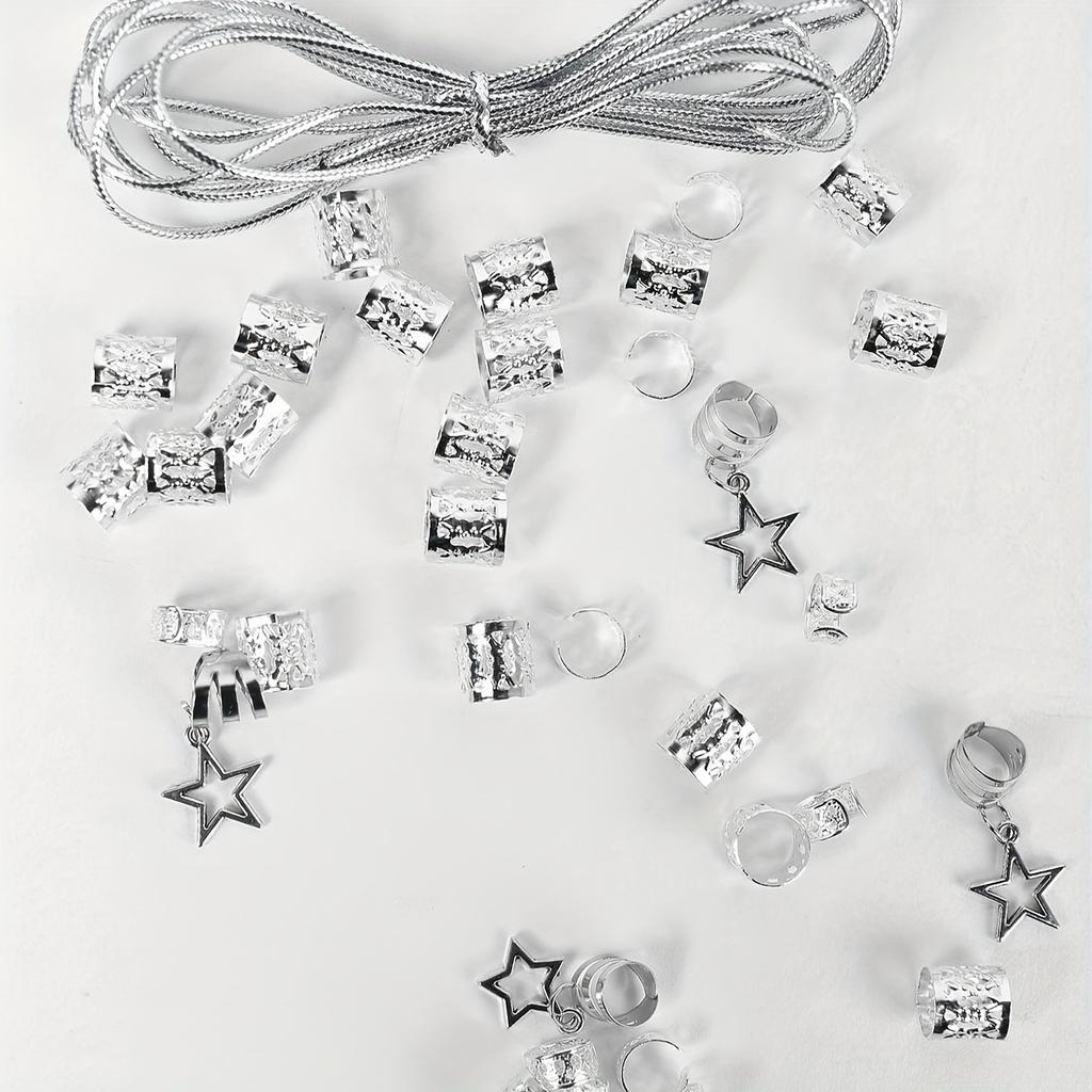 36 шт., аксессуары для колец для волос со звездным декором, бусины, кольца для кос, зажимы для замков, плетение волос, металлические манжеты, украшения
