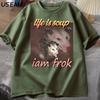 Life Is Soup I Am Fork Possum Tshirt Unisex Cotton Short Sleeve Tee Shirt Unisex Unisex Clothing Printed T Shirt Cotton Oversize