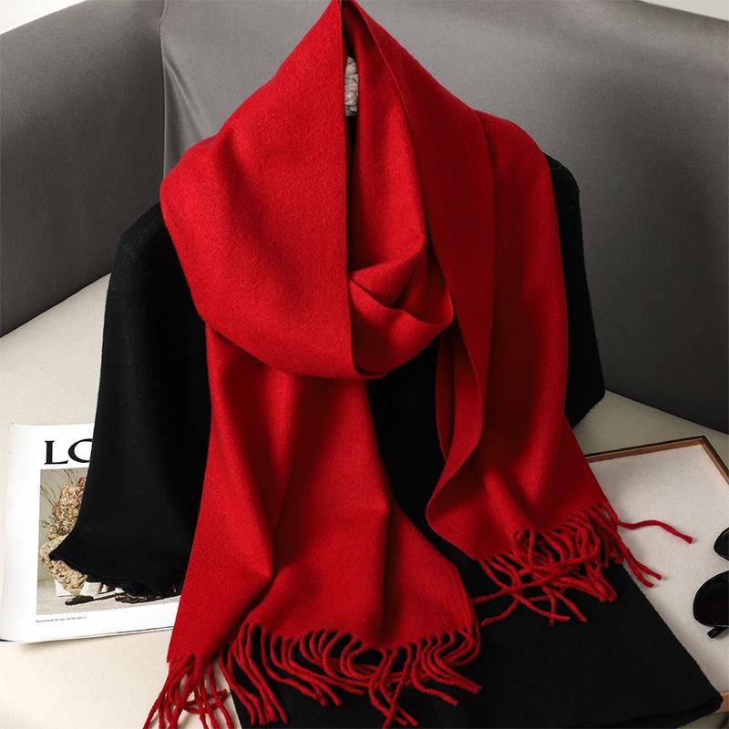 62Color Solid Women Winter Scarf Теплый Утолщенный Кашемировый Шаль Уличная Мода Роскошные Кисточки Пашмина Дамская Накидка Ветрозащитные Шарфы