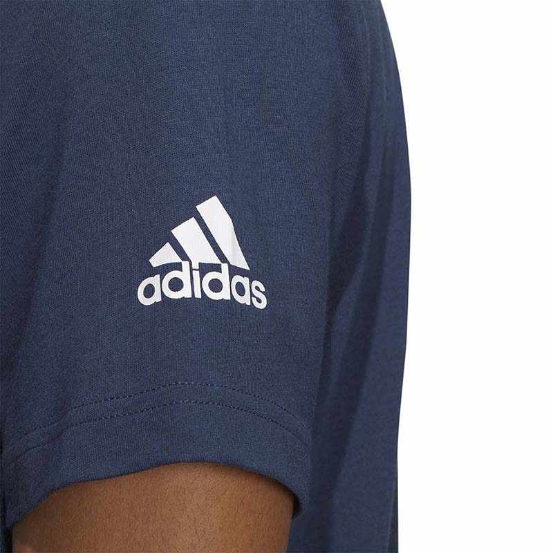 adidas Повседневная футболка с короткими рукавами для бега и буквенным принтом, мужские топы, темно-синие HJ9883