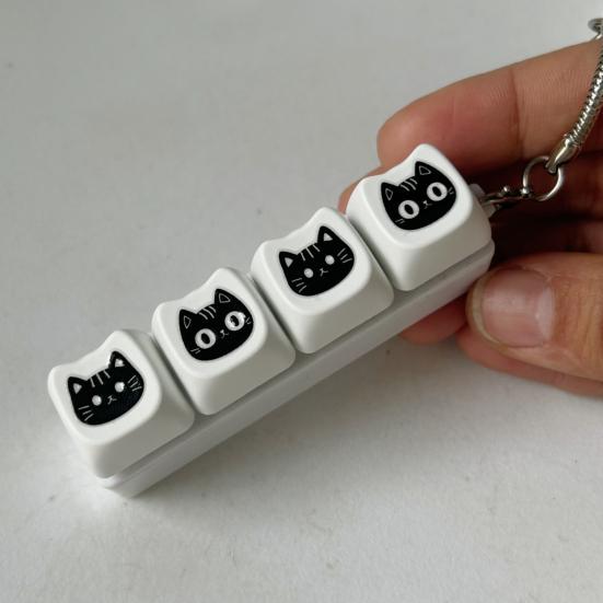Черная кошка Fidget Keyboard 4/9 клавиш Снятие тревоги Пальцевой кликер Брелок Офис Школа Путешествия Кнопка декомпрессии Сенсорная игрушка Подвеска