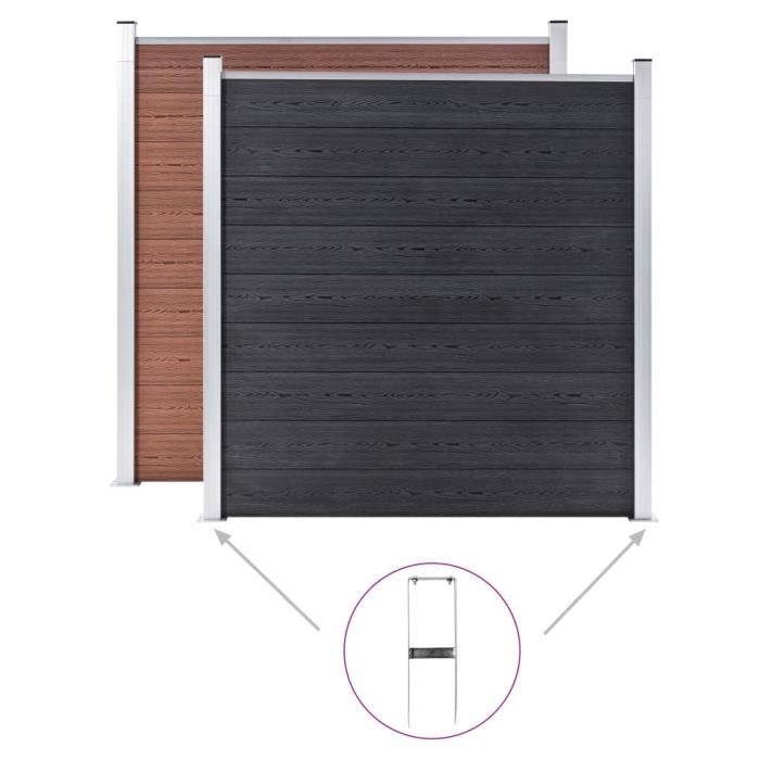 VidaXL Piquets de clôture de sol 2 pcs pour clôture en WPC Acier 40 cm