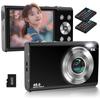 STUOGYUM 4K Autofocus Digital Dual 700mAh 16x Image Face Smile Continuous IPS Lightweight and Compact Camera, 48MP, Batteries, Zoom, Webcam,