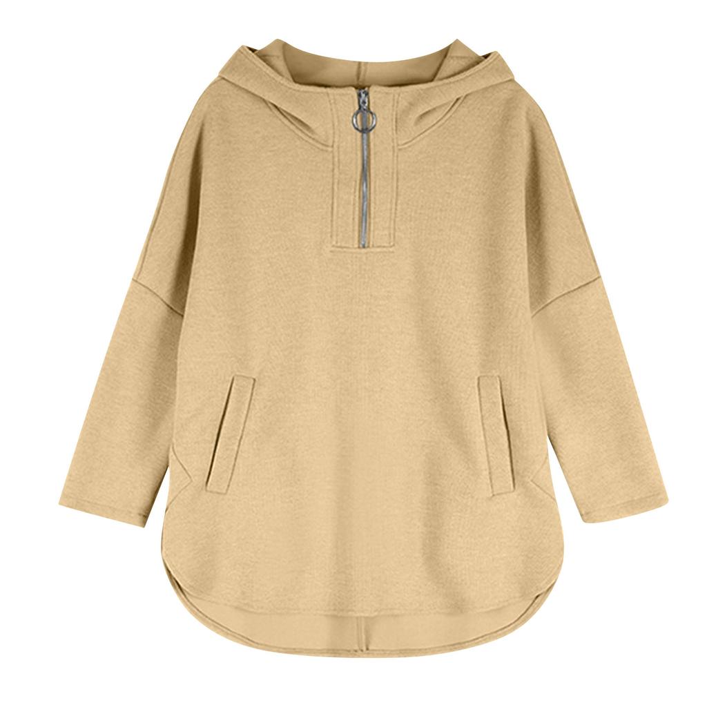Женская толстовка с капюшоном на молнии, осенняя туника, пуловер, топ, модная одежда для девочек-подростков в консервативном стиле