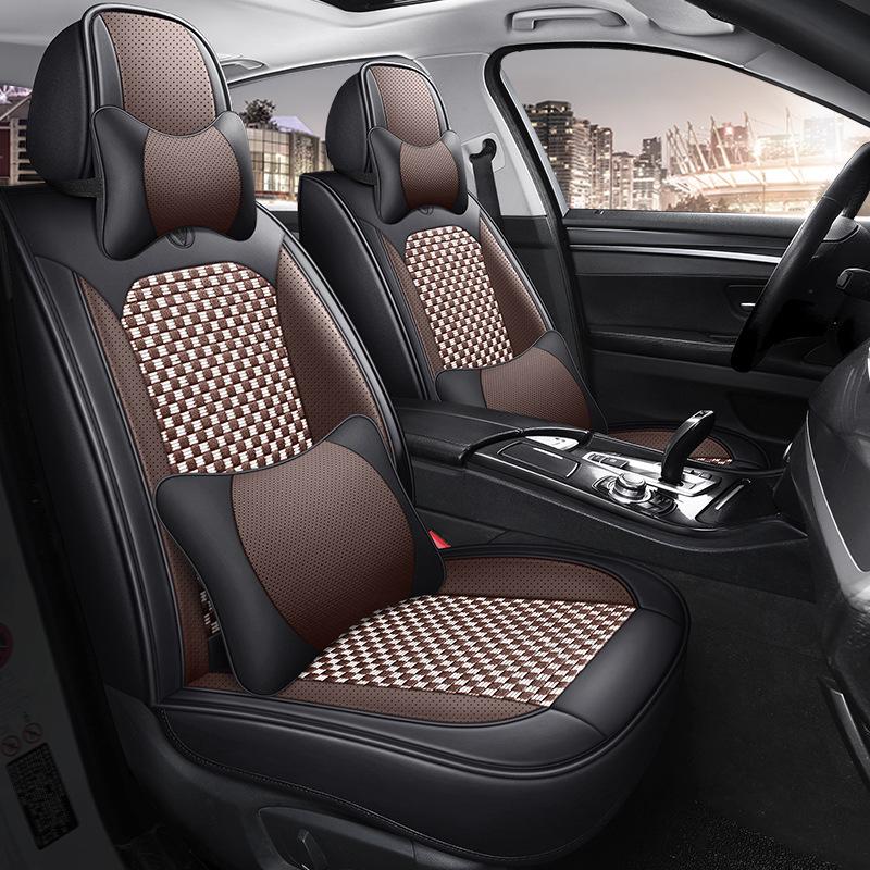 Ice Silk Breathable Leather Car Seat Cushion - Universal Fit, All-Season, Fully Surrounding Design