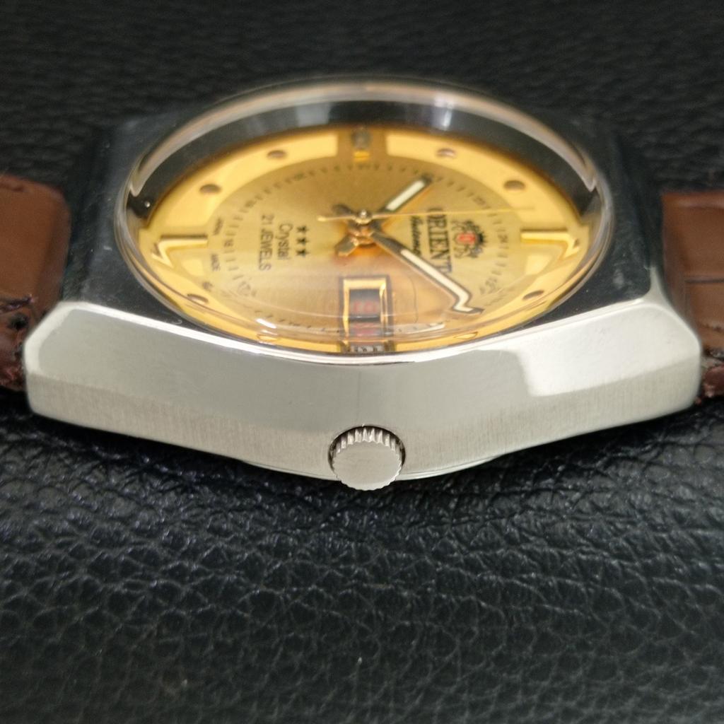 АВТОМАТИЧЕСКИЕ 46961 ВИНТАЖНЫЕ ORIENT CRYSTAL ЯПОНИЯ МУЖСКИЕ ЗОЛОТОЙ ЦИФЕРБЛАТ ЧАСЫ a707771-1