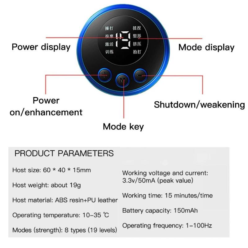 EMS Electric Neck Massager 8 Mode 19 Gears Tens Pulsed Therapy Instrument Portable Cervical Spine Massage Back Massage Muscle Stimulator Pain Relief