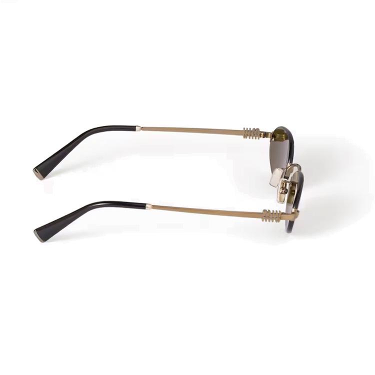 Miu Miu Solid Lens Oval Sunglasses Unisex sunglasses Gold SMUA54_E26C_FE09Z_C_051
