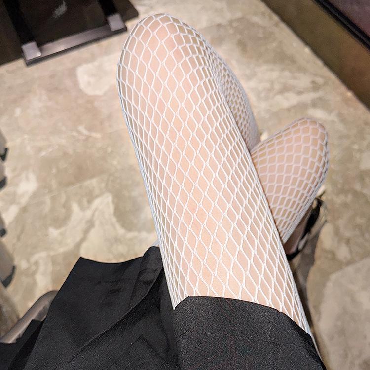 Women's Sheer Fishnet Stockings - Polka Dot & Heart Pattern, Sexy Black & White Options, Large Sizes Available for Spring & Autumn