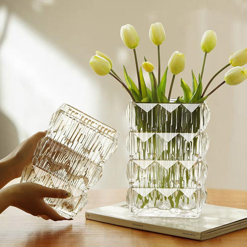 Стеклянная ваза, украшение, прозрачная вода, приподнятая цветочная композиция, гостиная, обеденный стол, прямой цилиндр, гидропонное украшение для дома, ремесла