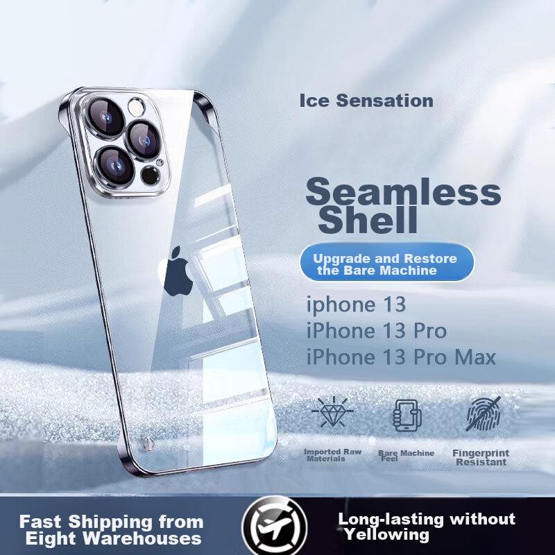 POZZO CompensationIPhone 13 Case, for IPhone 13, Shockproof, Anti-Fingerprint, Ultra-Thin, Borderless, Bare Phone Lens Protection, Fully Transparent