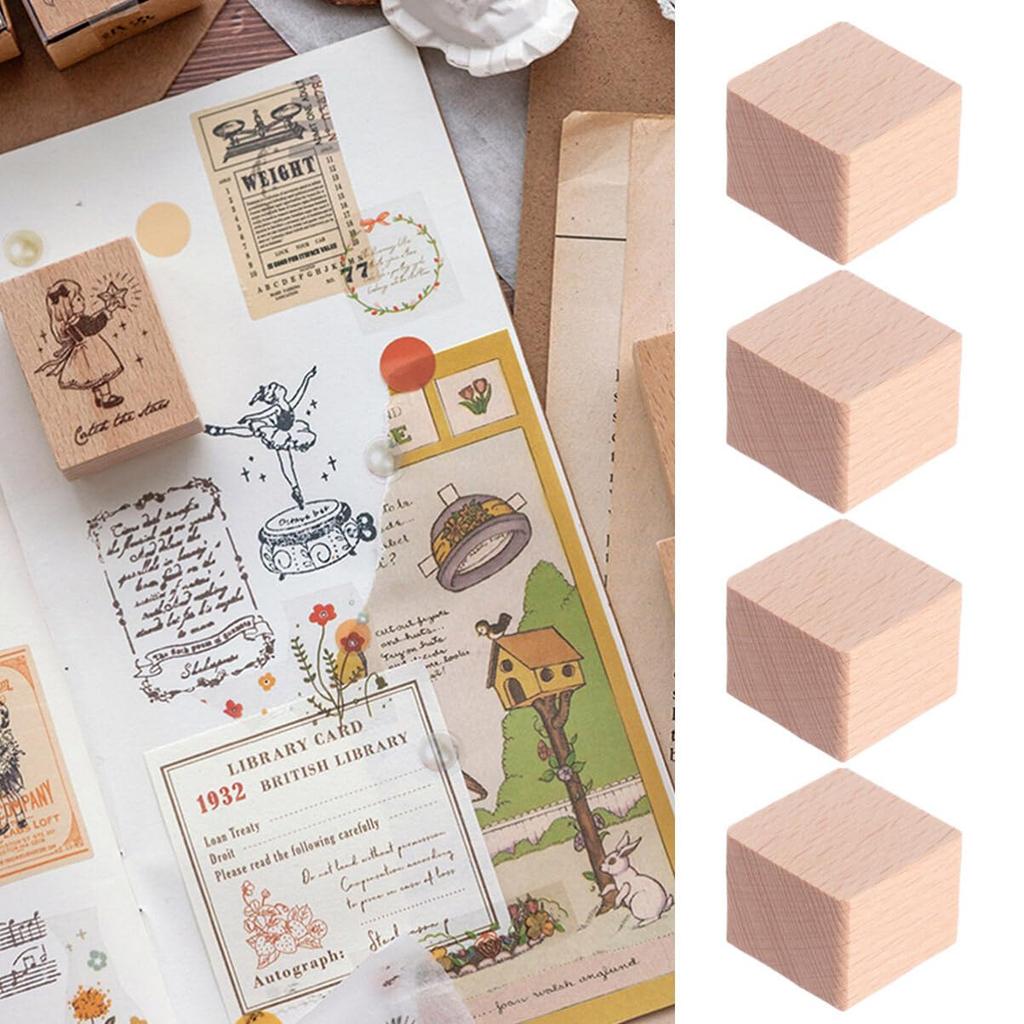 Operitacx 20-Piece Set of 1.18-Inch Square Blank Hardwood Stamping Blocks for Scrapbooking and DIY Crafts