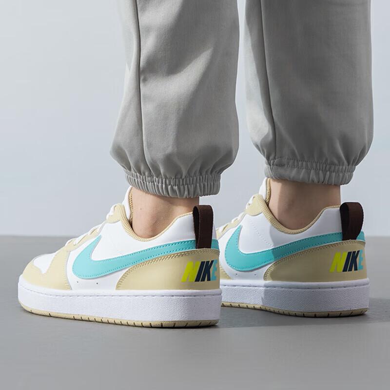 Nike Court Borough COURT BORO Скользкие Устойчивые к истиранию Низкие Детские Скейтбордические Кроссовки Желто-белые Кроссовки HM3726-731