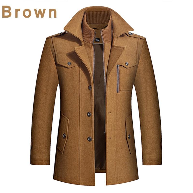 Winter Trench Coat for Men Fashion Mens Jackets Version of Woolen Men's Jacket Double Collar Warm Woolen Coat