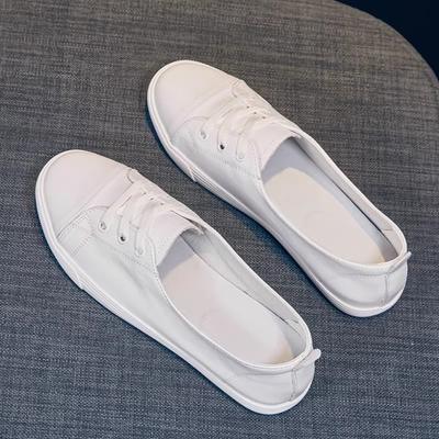 Модные туфли из коровьей кожи, маленькие белые туфли, женские весенне-осенние новые женские туфли на плоской подошве, универсальные повседневные туфли-лодочки с неглубоким вырезом