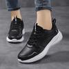 Fashion Autumn Winter Sports Shoes for Women Leather Running Shoes Woman Slip On Lightweight Walking Shoes Black Casual Tennis Shoes