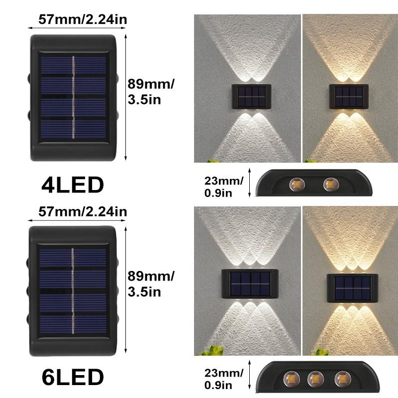 4/6/10 LED Solar Wall Lamp Outdoor Waterproof Up And Down Luminous Lighting Garden Decoration Solar Lights Stairs Fence Sunlight Lamp